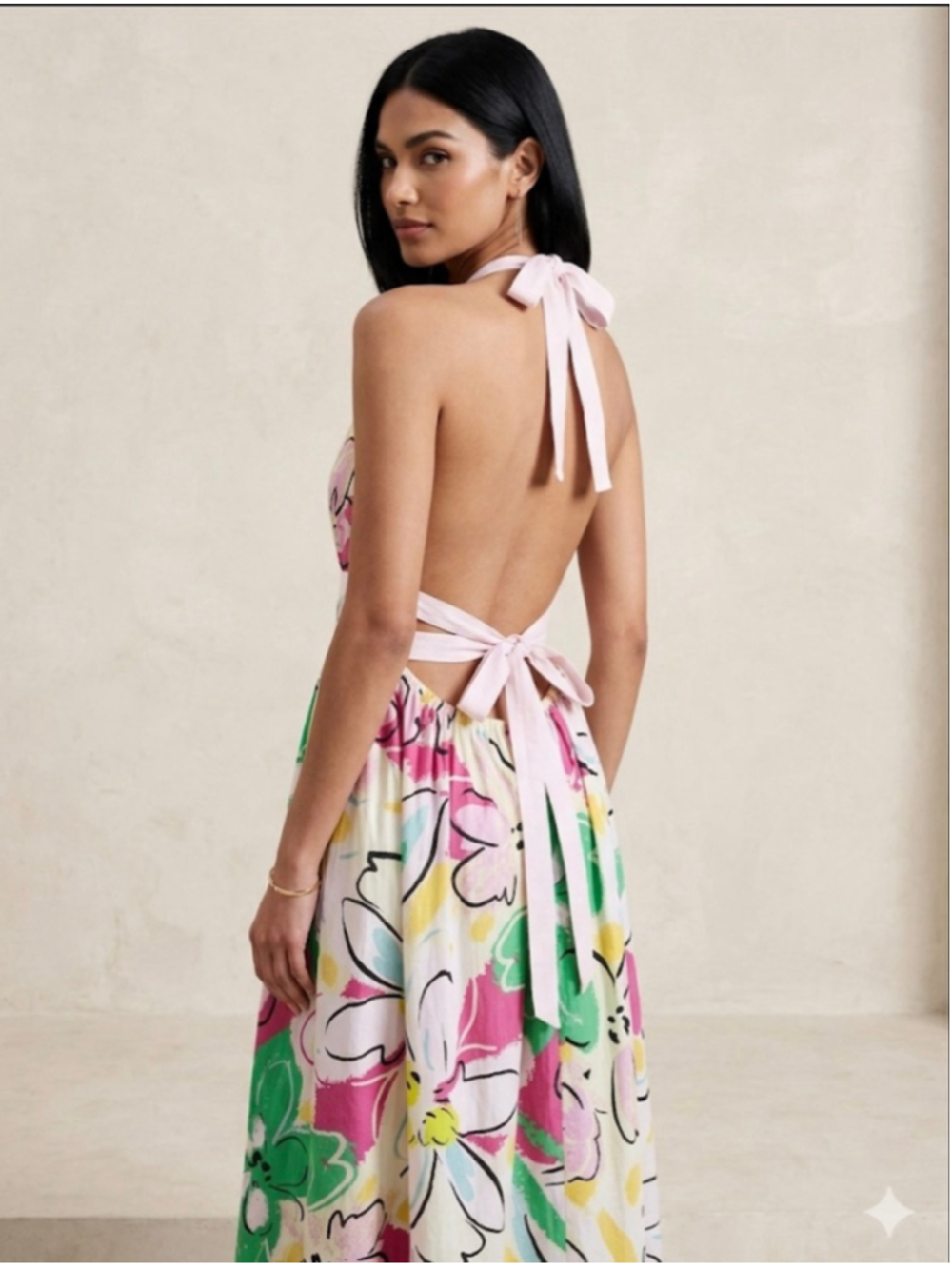ASOS DESIGN Floral Halter Maxi Dress Size 2 White Multi-color